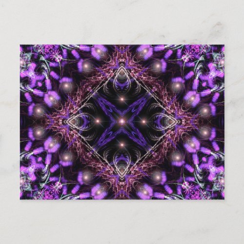Purple Light Fractal Tapestry Postcard