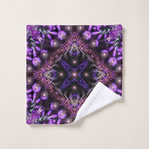 Purple Light Fractal Tapestry Wash Cloth