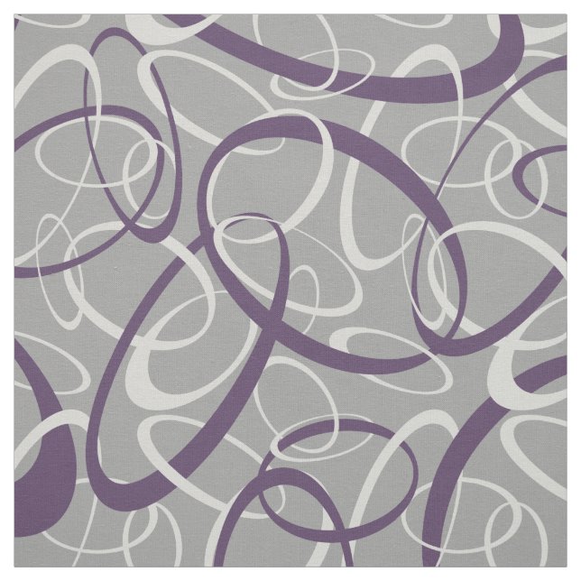 purple light gray geometric loops pattern fabric (Swatch)