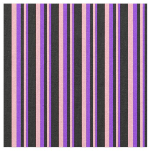 Purple, Light Pink & Black Colored Stripes Fabric