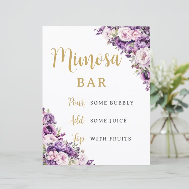 Purple Light Pink Rose Floral Flowers Mimosa Bar (Standing Front)