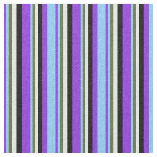 Purple, Light Sky Blue, Green, Mint Cream & Black Fabric