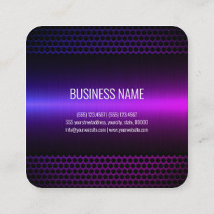 Purple Light Stainless Steel Metal Look Square Business Card