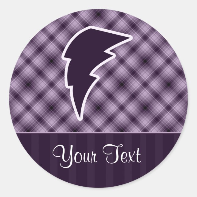 Purple Lightning Bolt Classic Round Sticker (Front)