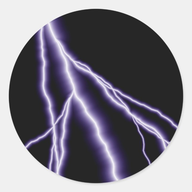 Purple Lightning Bolt Classic Round Sticker (Front)