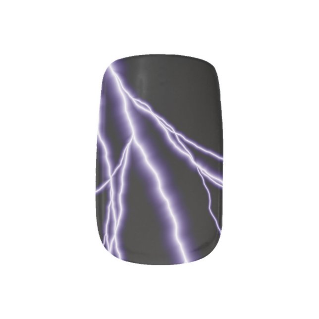Purple Lightning Bolt Minx Nail Art (Left Thumb)
