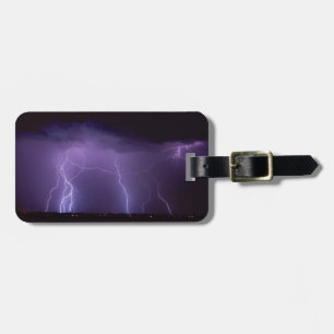 Purple Lightning in a Night Desert Thunder Storm Luggage Tag