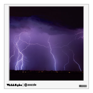 Purple Lightning in a Night Desert Thunder Storm Wall Decal