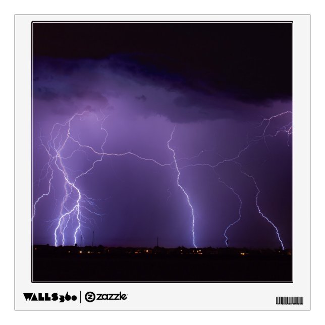 Purple Lightning in a Night Desert Thunder Storm Wall Decal (Front)
