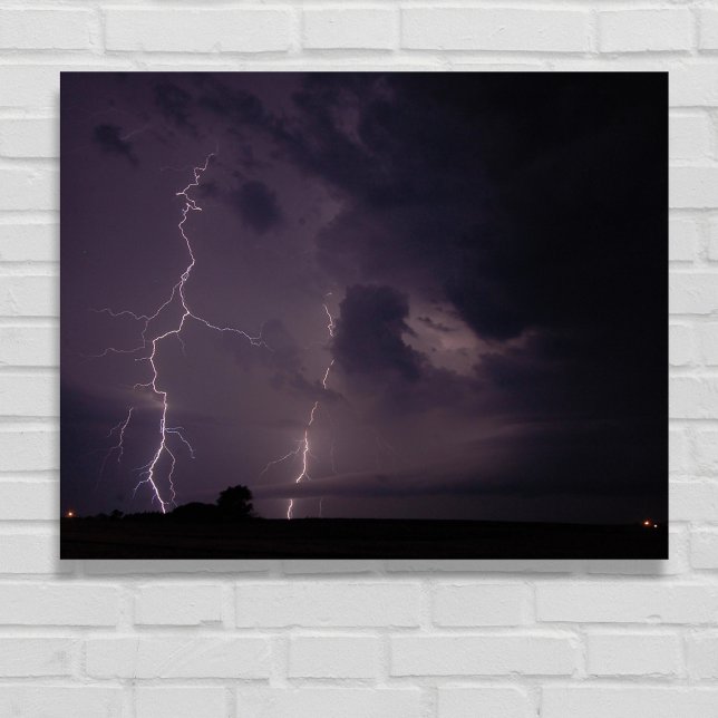 Purple Lightning Kansas Thunderstorm Photography Metal Print (Creator Uploaded)