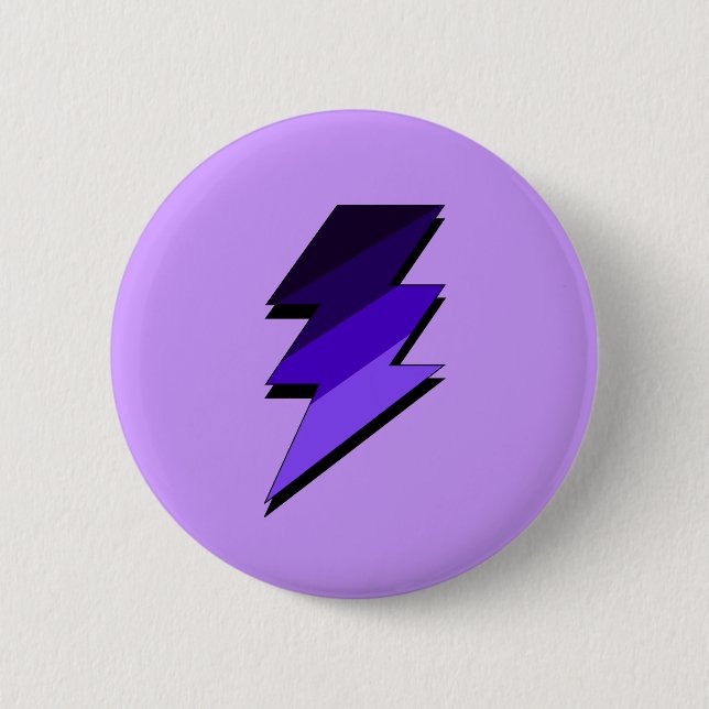 Purple Lightning Thunder Bolt Pinback Button (Front)