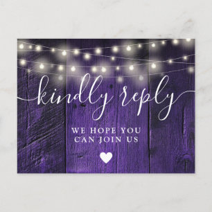 Purple Lights Wood Song Request RSVP Postcard