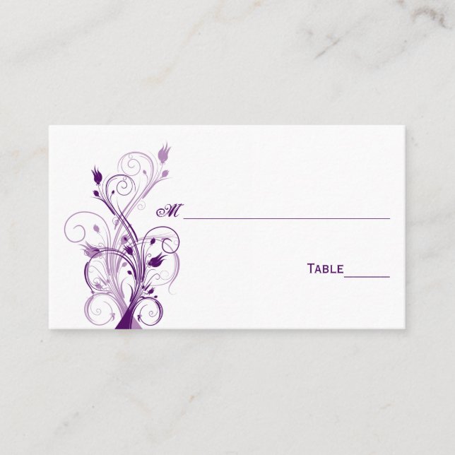 Purple, Lilac, and White Floral Place Cards (Front)