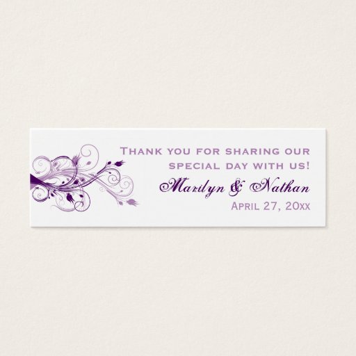 Customizable Purple, Lilac, and White Floral Wedding Favor Tag Business Card Templates