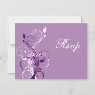 Purple, Lilac, and White Floral Wedding Reply Card