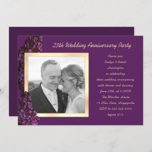 Purple Lilac Anniversary Party Photo Invitation