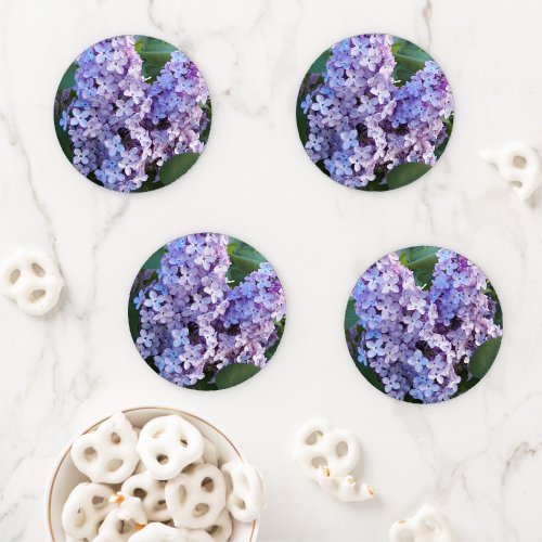 Purple Lilac Blooms Floral Coaster Set
