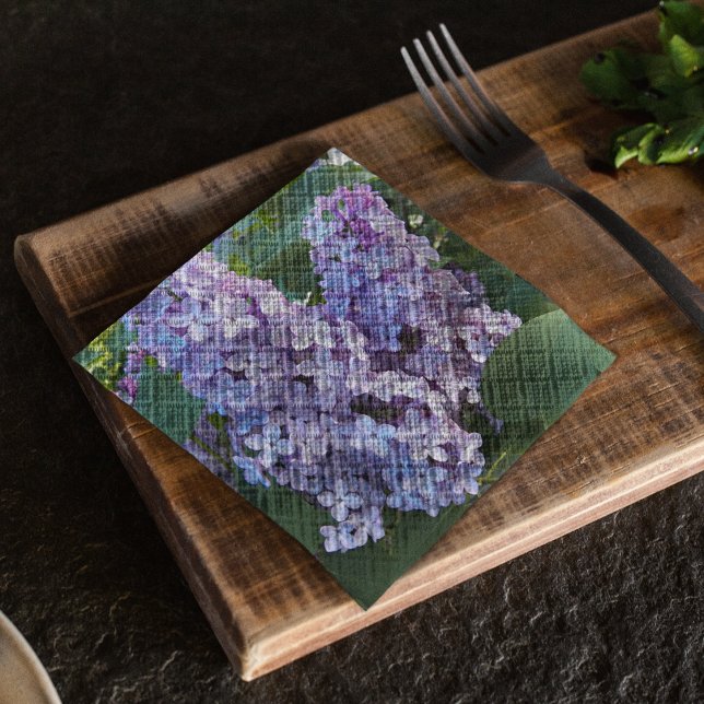 Purple Lilac Blooms Floral Napkins (In Situ Table)