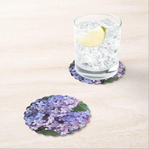 Purple Lilac Blooms Floral Paper Coaster