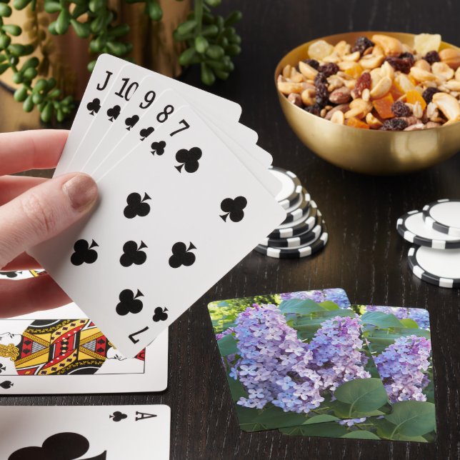 Purple Lilac Blooms Floral Poker Cards (In Situ)