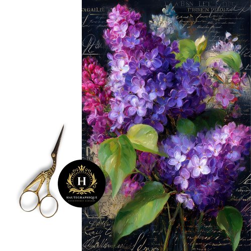 Purple Lilac Bouquet Decoupage Tissue Paper