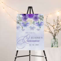 Purple Lilac Butterflies Quinceanera Welcome Sign