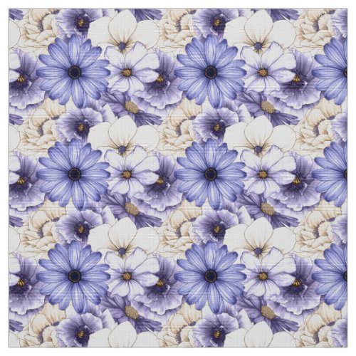 Purple Lilac Cream Florals Pattern Fabric