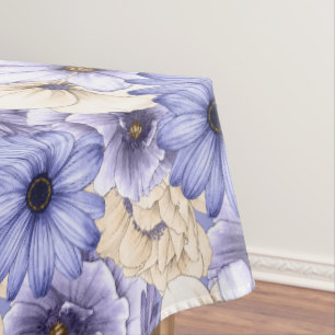 Purple Lilac Cream Florals Pattern Tablecloth