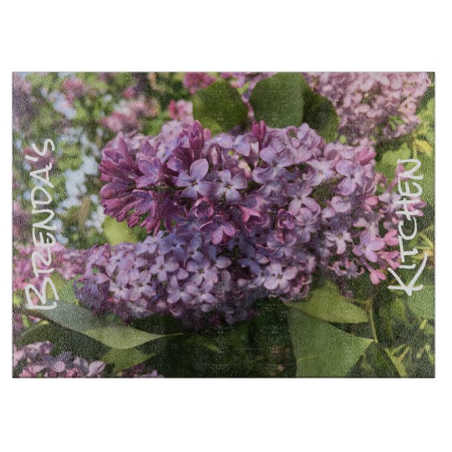Purple Lilac Cutting Board, Personalized Cutting Board (Front)