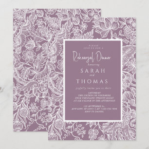 Purple Lilac Elegant Line Art Wildflower  Invitation