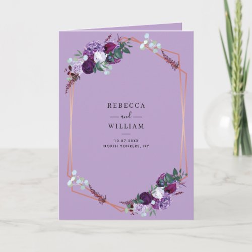 Purple Lilac Floral All_in_One Botanical Wedding Invitation