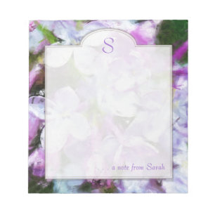 Purple Lilac Floral Art Custom Notepad