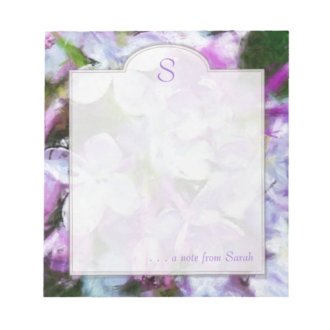 Purple Lilac Floral Art Custom Notepad (Front)