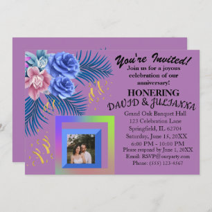 Purple Lilac Floral Boho Modern Trendy Invitation