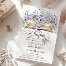 Purple Lilac Floral Book New Chapter Bridal Shower