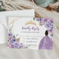 Purple Lilac Floral Brown Girl Quinceañera Reply