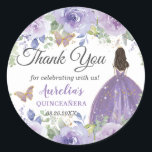 Purple Lilac Floral Butterflies Princess Favor Classic Round Sticker<br><div class="desc">Personalize these chic sticker labels with your own wording easily and quickly,  simply press the customize it button to further re-arrange and format the style and placement of the text.  Matching items available in store. (c) The Happy Cat Studio</div>