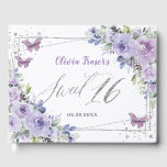 Purple Lilac Floral Butterflies Silver Sweet 16 Guest Book<br><div class="desc">Cherish your special day for the years to come with a customized guest book. Featuring purple, lilac, lavender flowers and silver butterflies. Personalize it with your details easily and quickly, simply press the customise it button to further re-arrange and format the style and placement of the text. (c) The Happy...</div>