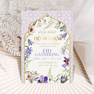 Purple Lilac Floral Eid Invitation Card