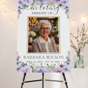 Purple Lilac Floral Funeral Memorial Photo Picture Foam Board