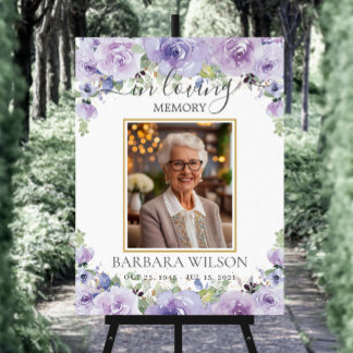 Purple Lilac Floral Funeral Memorial Picture Photo Foam Board