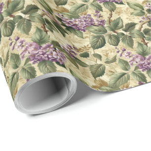 Purple Lilac Floral Gift Wrapping Paper Wrap