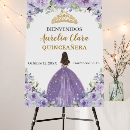 Purple Lilac Floral Girl Quinceaera Welcome    Foam Board