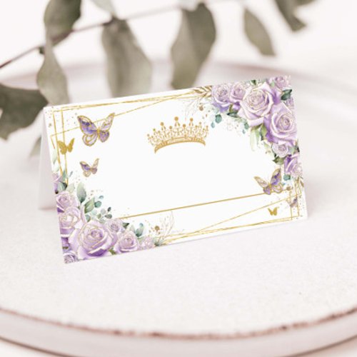 Purple Lilac Floral Gold Butterflies Quincea&#241;era 