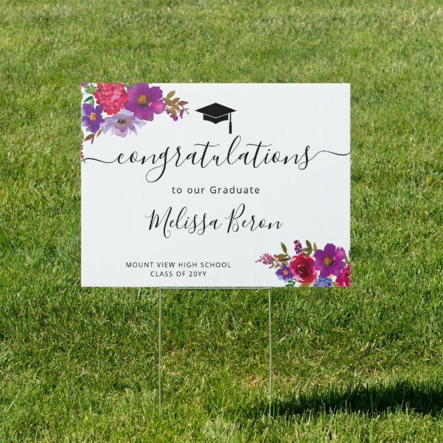 Purple lilac Floral Graduation Banner Sign (Insitu)