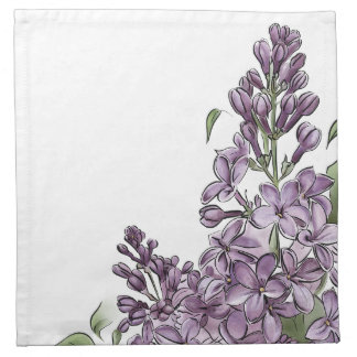 Purple Lilac Floral Illustration Cloth Napkin