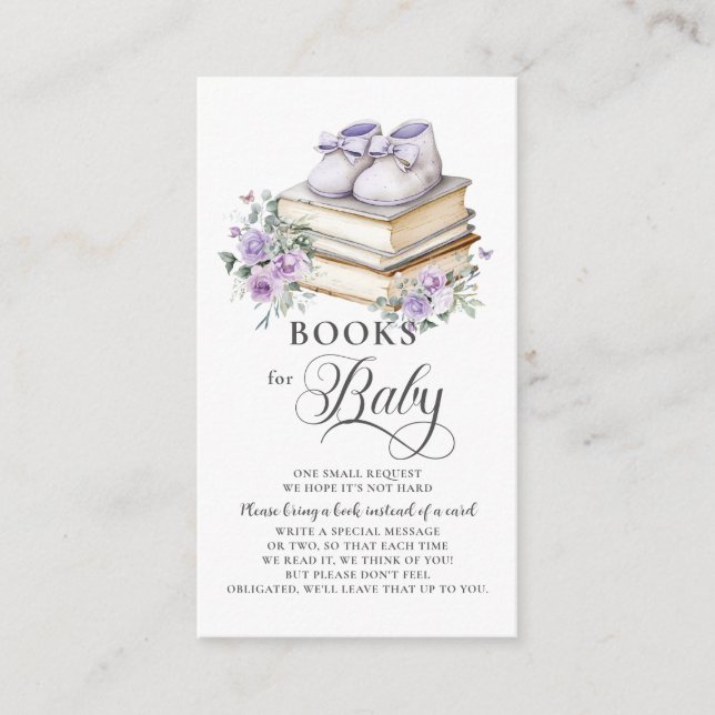 Purple Lilac Floral New Chapter Books for Baby Enclosure Card (Front)