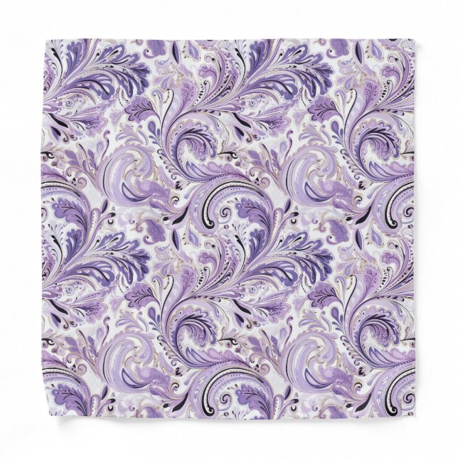 Purple Lilac Floral Paisley Bandana (Front)