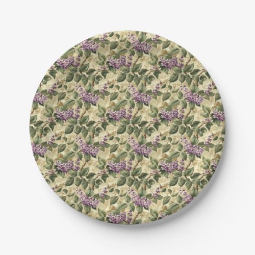 Purple Lilac Floral Party Paper Plates Tableware