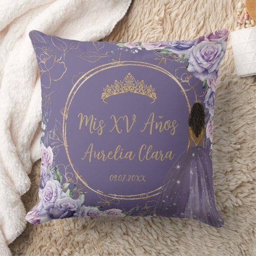 Purple Lilac Floral Princess Quinceaera Keepsake  Throw Pillow